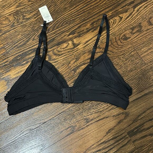 NWT Aerie Black Bralette w/ Lace Trim - Size Medium - Picture 6 of 8